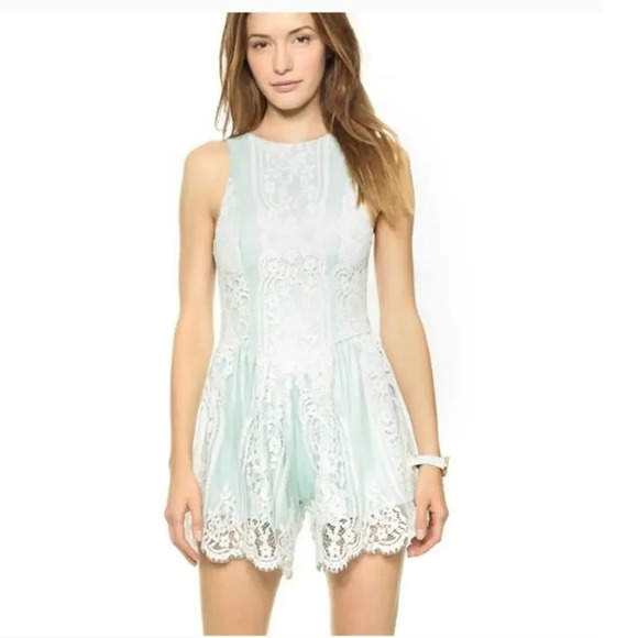 For Love & Lemons Blue Bell Lace Romper - Picture 1 of 10